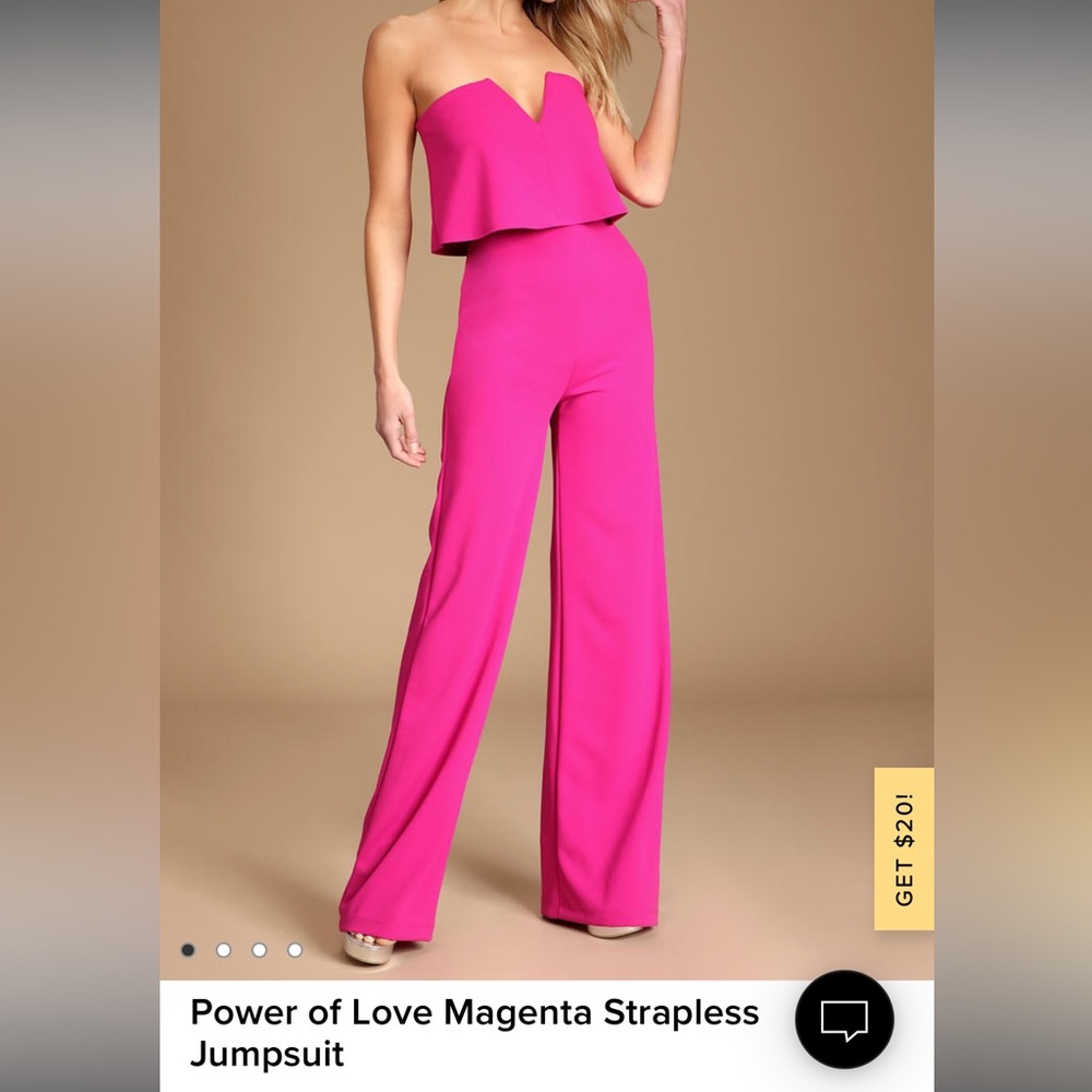 Hot pink strapless jumpsuit